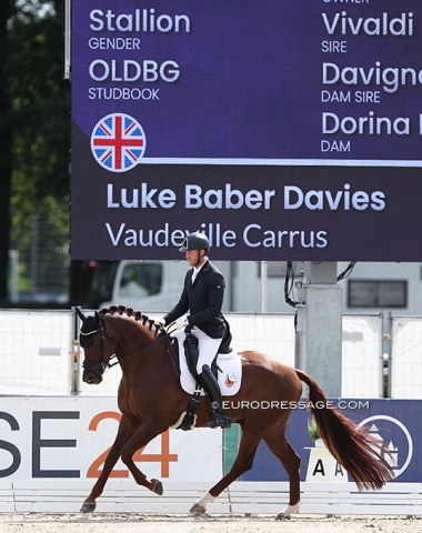 Luke Baber Davies on Vaudeville Carrus. Talented horse but it struggled to cope a bit with the surroundings and test. Retry in the consolation finals