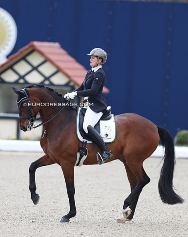 Nina Kudernak and the 10-year old Hanoverian gelding Queolito (by Quaterhall x Furst Romancier). Another wonderful young Grand Prix horse in the class today
