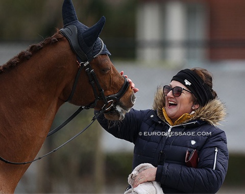 Love this photo: pony mum Anna Howard patting Fin C