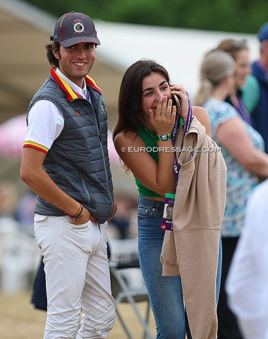 Spanish eventers have fun while watching dressage