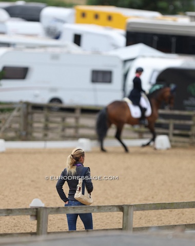 Sarah Mills coaching Anna Dalrymple in the 10-minute ring, called The Cove, at Hartpury college