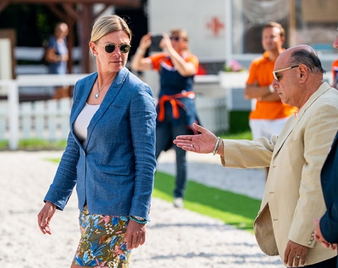 Dorottya Stróbl (secretary-general of the Hungarian equestrian federation) and Arie Yom Tov (show director)