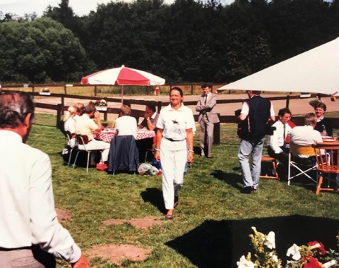 Anne-Grete Jensen at her home coming party after winning the 1986 World Champion's title