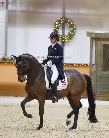 Danish Thea Bech made her senior Grand Prix debut on the 14-year old KWPN gelding Dionisos with whom she won double bronze at the 2021 European Under 25 Championships. Bech works at Arie Yom Tov's Sport Pro Horses stable in Uden (NED)