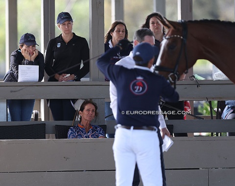 Jane Cleveland and spectators fully focussed on Thoben's mare inspection