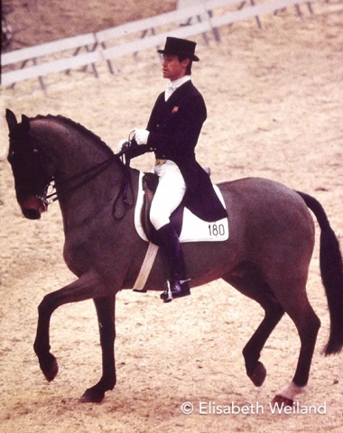 Chris Bartle’s biggest success with his 7/8th Irish thoroughbred Wily Trout, who was also 6th at the 1984 Olympic Games in Los Angeles.