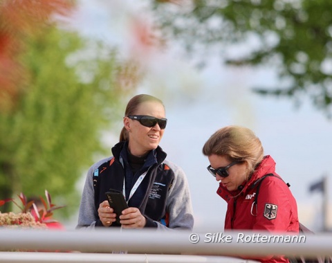 One of Germany’s leading para riders, Regine Mispelkamp (left), watching the warm-up.