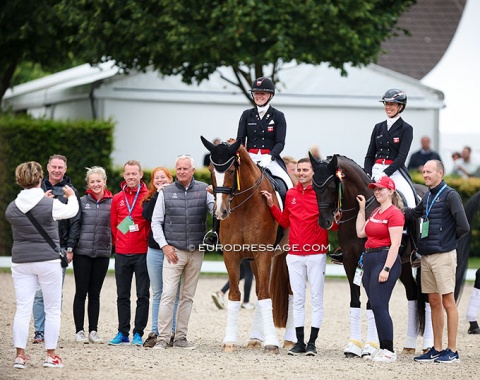 The Danish team and crew in Aachen. Team captain Anne-Mette Binder taking a photo of them