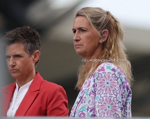 Former Olympic champion (1988, 1992) Nicole Uphoff doing commentary for German television