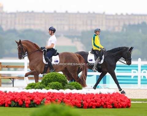 Australian Jayden Brown on Quincy B (left).  Brown moved back to Australia after three years in Europe to compete at 2022 WEG and 2024 OG Paris