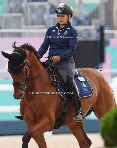Never too old or too experienced not to ride without stirrups. Abi Lyle on Giraldo
