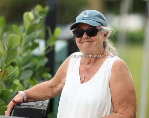 Sue Anderson, one of the ladies who opens and closes the gate in the international arena. Both are steady volunteers at the show