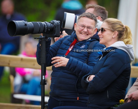 Austrian photographer Petra Kerschbaum cracking a laugh with Jessica von Bredow-Werndl