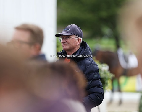 Hubertus Schmidt watching his former ride Goldberg compete in the amateur cup under "not so amateur" professional Sophie Duen.