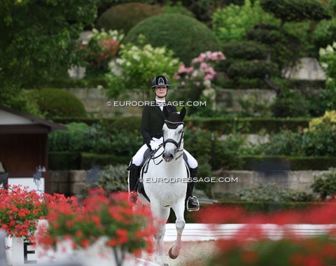Romania's Daria Maria Paliciuc on the 18-year old PRE bred Cingaro IV (by Embrujo x Presumido XXXVI)