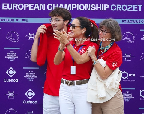 Rotem's family celebrates as their daughter was the first rider for Turkiye ever to compete at a European Dressage Championship