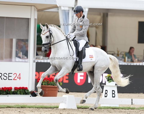 Francisco Gil Ortiz on the very well presented PRE Utopia KP. Uphill canter: 7.8... 