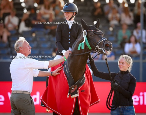 German stallion keeper Ingo Pape (left) has has many horses in Verden, including San Remo, Riverside, and Cayenne, Quasar de Charry. Endorphin is his first home bred one