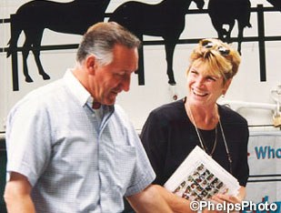 Klaus Balkenhol visiting Mary Phelps' photo booth at the 1999 Parkfestival Dressur in Bad Honnef