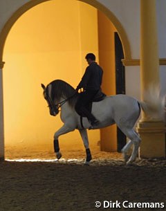 Ignacio Rambla schooling an Andalusian at the Real Escuela in Jerez de la Frontera :: Photo © Dirk Caremans