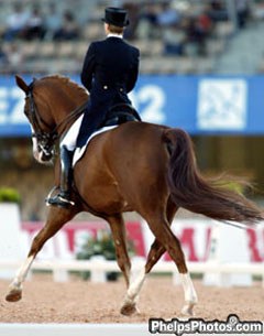 Nadine Capellmann and Farbenfroh Ace in the Grand Prix at the 2002 WEG :: Photo © Mary Phelps