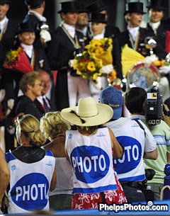 Mary Phelps photographing at the 2002 World Equestrian Games