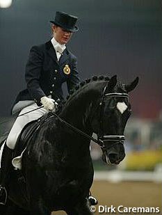 Delphine Meiresonne and Don Renoir van de Helle at the 2002 Zwolle International Stallion Show :: Photo © Dirk Caremans
