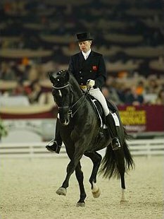 Wayne Channon on Lorenzo CH (by Ferro x Wolfgang) at the 2003 CDI-W Mechelen :: Photo © Dirk Caremans