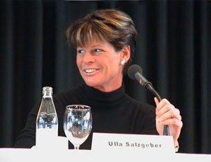 Ulla Salzgeber at a press conference at the 2003 CDI Stuttgart