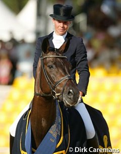 Kathrin Meyer zu Strohen and Poetin win the 2003 World Young Horse Championships :: Photo © Dirk Caremans