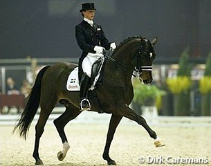 Minna Telde and Bjorsells Sack at the 2003 Zwolle International Stallion Show :: Photo © Dirk Caremans