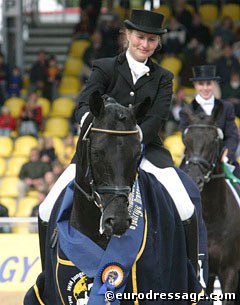 Katrin Burger and French Kiss win the 2004 World Young Horse Championships :: Photo © Astrid Appels