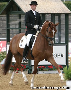 Arnd Erben and Fazzino win bronze at the 2004 World Young Horse Championships :: Photo © Astrid Appels
