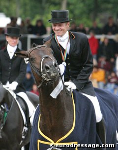 Edward Gal and Magic Rodrigo finished second at the 2004 World Young Horse Championships :: Photo © Astrid Appels