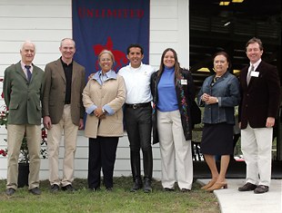 The people behind the 2005 Dressage Workshop: Raymond Withages, Hubertus Schmidt, Linda Zang, Cesar Parra, Anne Sparks, Mariette Withages, Gabriel Armando