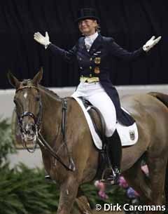 It didn't go as well as planned for Ann Kathrin Linsenhoff and Renoir in the first round of the 2005 World Cup Finals but they recovered in the consolation finals :: Photo © Dirk Caremans