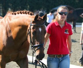 Anouck Hoet and Powerdance at the vet inspection