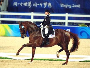 Debbie McDonald and Brentina in the Grand Prix at the 2008 Olympic Games :: Photo © Diana DeRosa