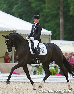 Helen Langehanenberg on Silberaster at the 2008 World Young Horse Championships :: Photo © Astrid Appels