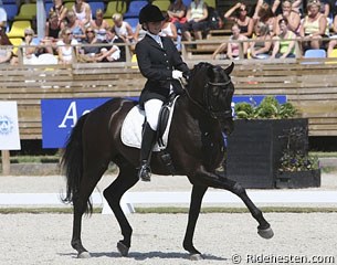 Rikke Dupont and Sunset Hit in the young horse classes at the 2009 CDI Falsterbo :: Photo © Ridehesten.com