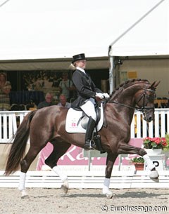 Lotte Skjaerbaek on Skovens Rafael (by Romanov x Don Schufro)