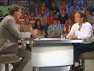 Isabell Werth being interviewed on her doping affair in Das Aktuelle Sportstudio