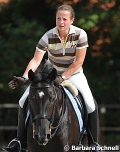 Isabell Werth on Rhapsodie Queen. This mare was previously ridden and competed by Australian Hayley Beresford