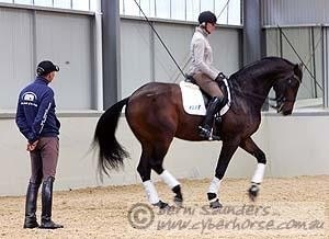 Steffen Peters coaching Mary Hanna on Rambo :: Photo © Berni Saunders