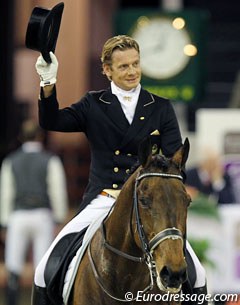 Edward Gal still a favourite of the crowds, even on his other horses. Here aboard Next One at the 2011 CDI-W 's Hertogenbosch :: Photo © Astrid Appels