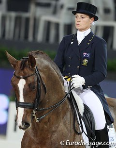 Australian Hayley Beresford reached her Minimum Eligibility Standard for the London Olympics on Belissimo M (by Beltain x Romadour II). Though the piaffe are still baby steps (wide behind), the other work was lovely