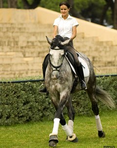 Sarah Warne on her Lusitano Batialo