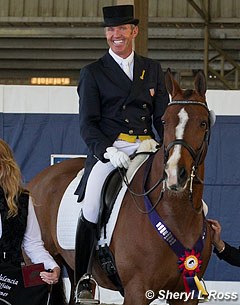 Guenter Seidel on Lara Schleining's 12-year old small tour horse Feodora
