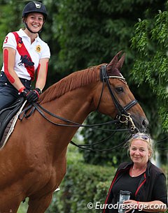 A taped Cathrine Dufour and Gitte Soeby at the 2012 European Young Riders Championships :: Photo © Astrid Appels