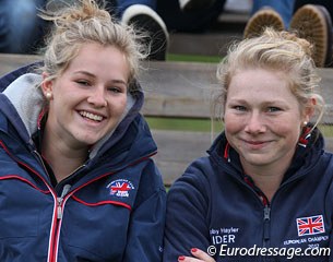 British young riders Olivia Oakeley and Roberta Hayler came to cheer on the British juniors